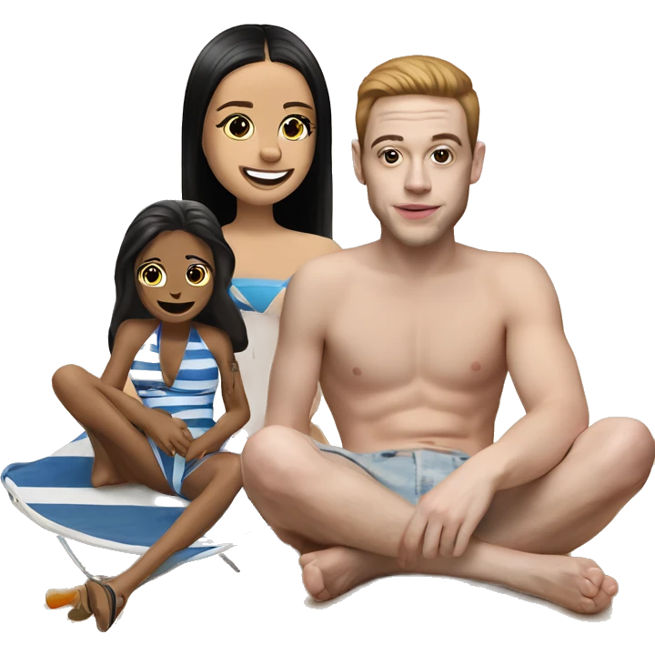 two girls on the beach with Chris Evan’s and Pete Davidson  emoji