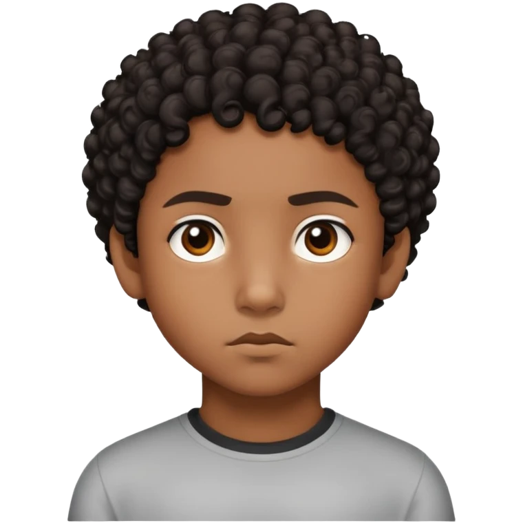 "- Nam
- 10 tuổi
- Da nâu
- Tóc ngắn, đen, xoăn
- mặt nghiêm túc
" emoji