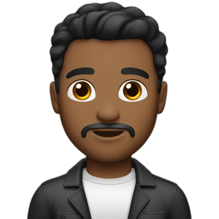 straight black haircut, white skin men, with brown eyes, and a little bit of beard emoji
