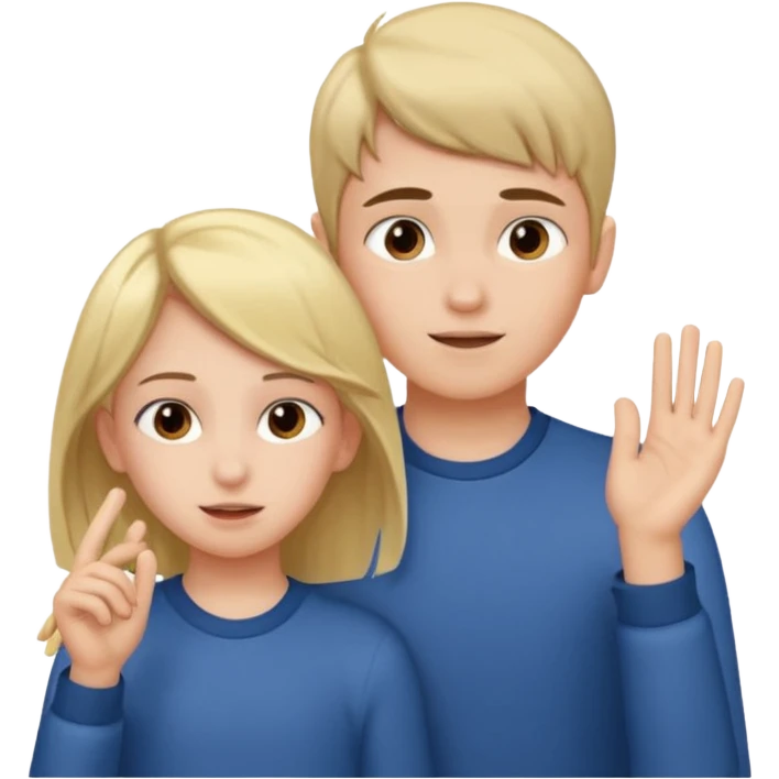 a boy putting a girls hair behind her ear gesture emoji