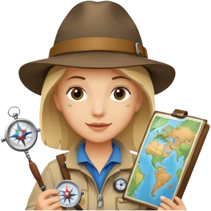 explorer with map, hold on the hand. emoji