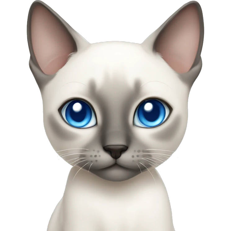 kawaii white siamese cat with gray markings and blue eyes emoji