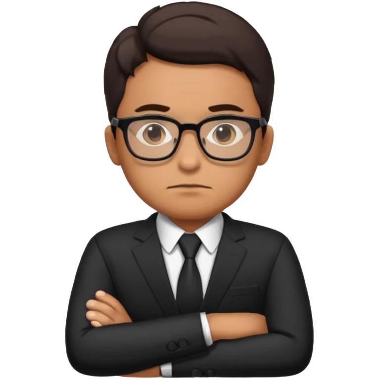 Illustrate Gustavo in a business suit with glasses, hands folded & serious gaze. emoji