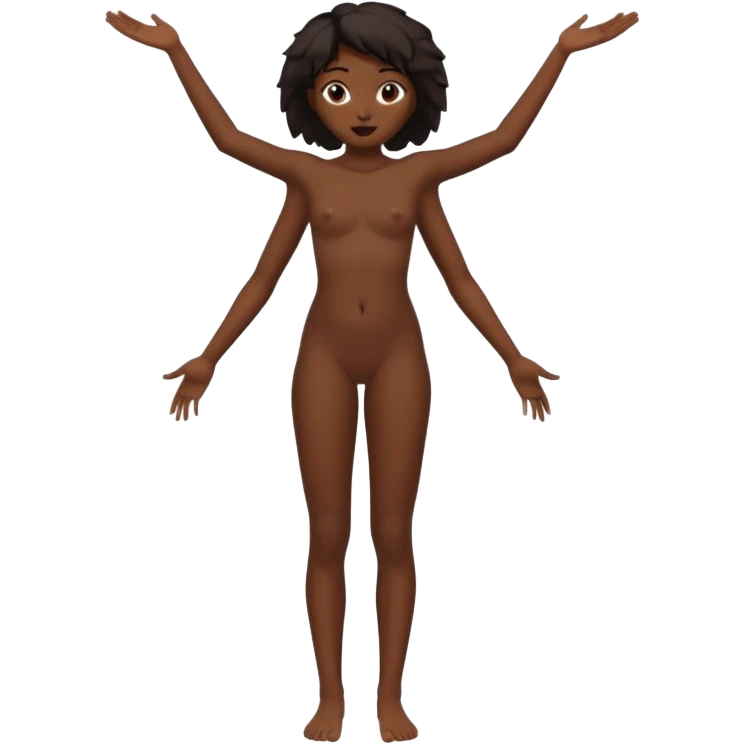 Full body nude teen black girl with actual black colored skin standing with legs spread wide open emoji