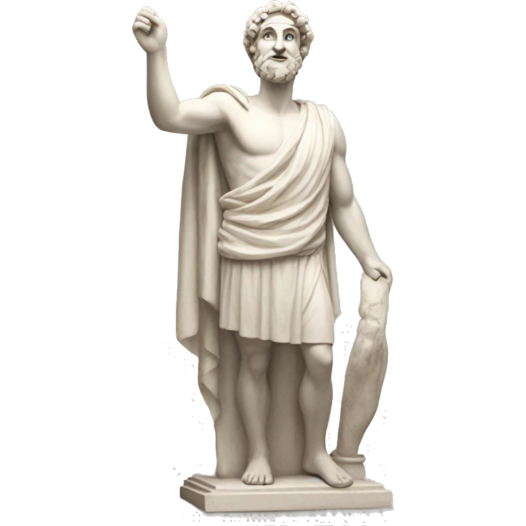 A greek statue looking happy showing full body emoji