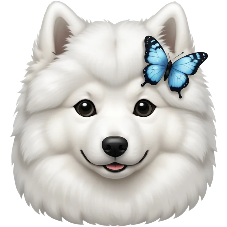 Samoyed with a Black butterfly emoji