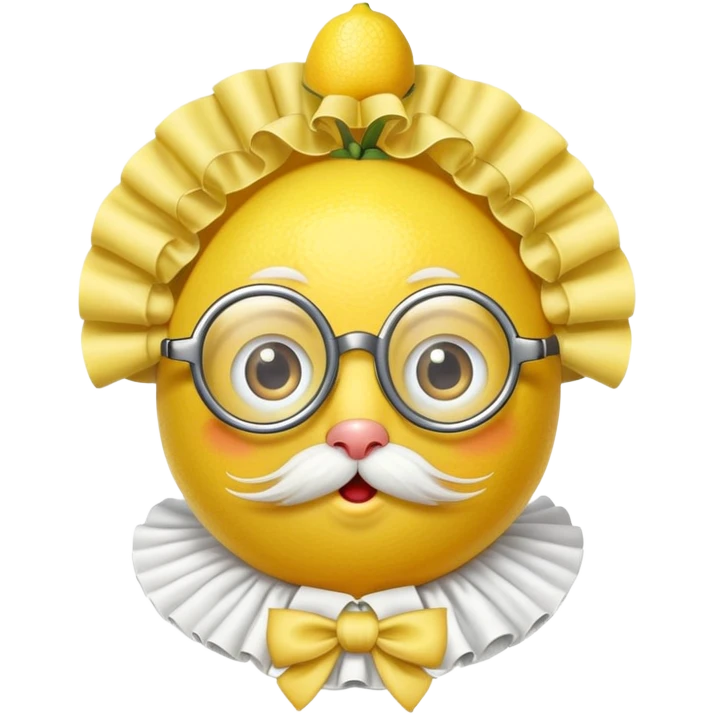 lemon citrus fruit wearing a monocle single eyeglass and Elizabethan Victorian ruffled collar emoji