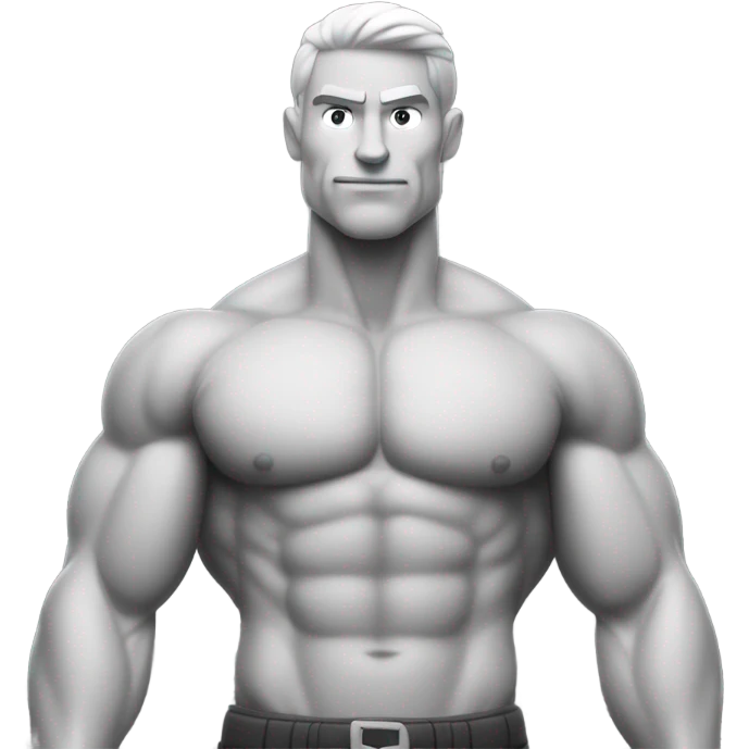 muscular man in monochrome chad emoji