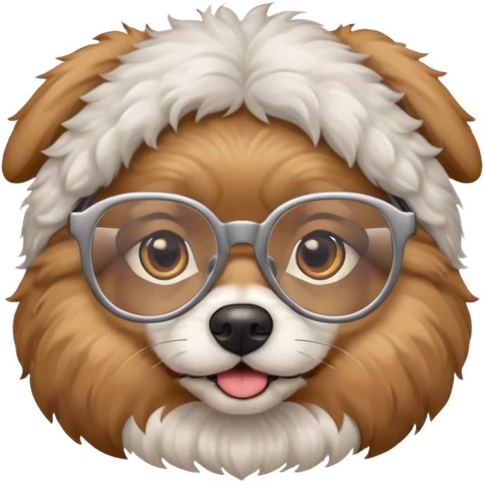 dog wearing grany emoji
