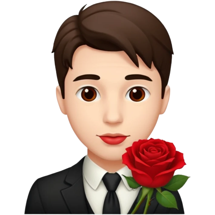 handsome man with a rose in his mouth emoji