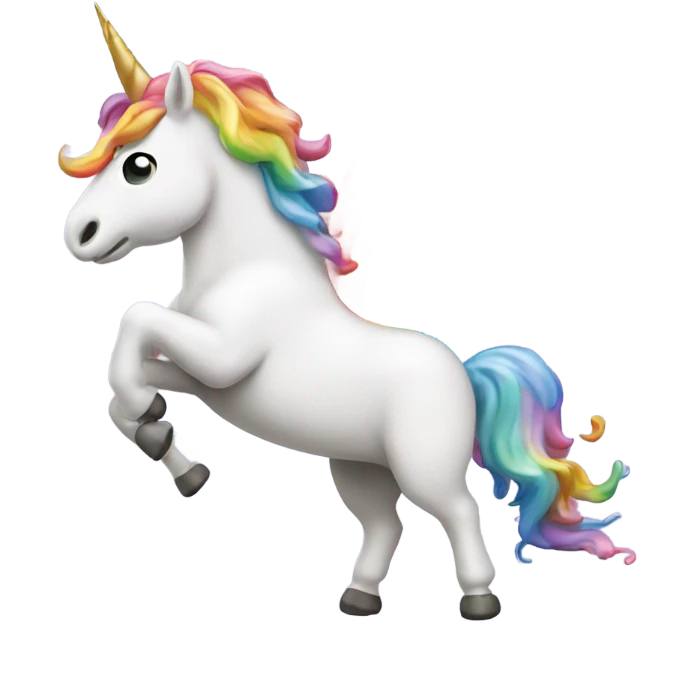 unicorn throwing up a rainbow emoji