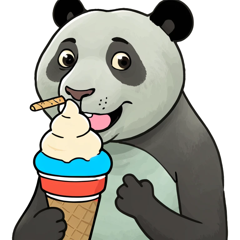 Panda eating ice cream emoji