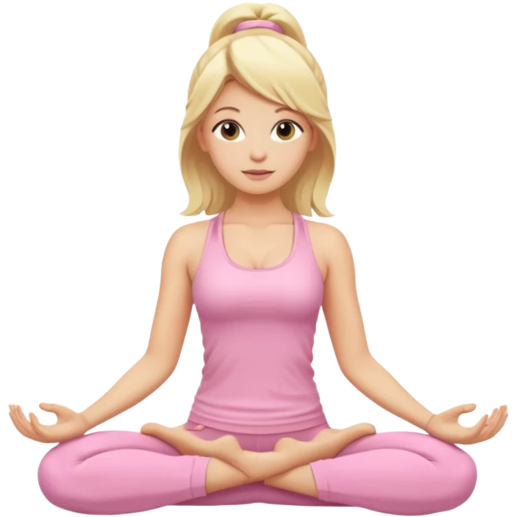 blonde yoga girl light pink clothes n emoji