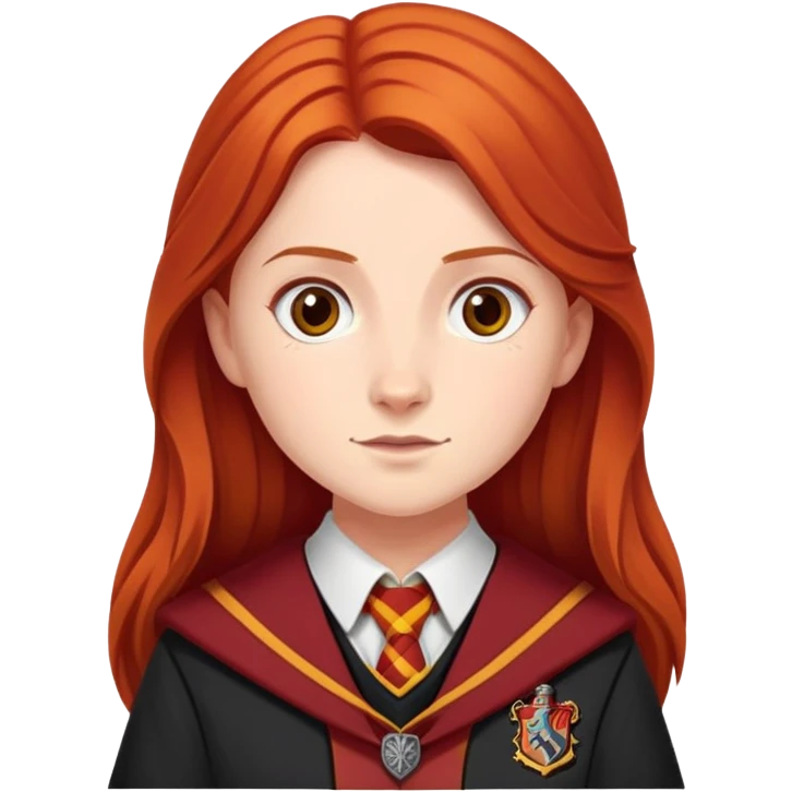 Ginny Weasley in harry potter, wear hogwarts gryfindor uniform emoji