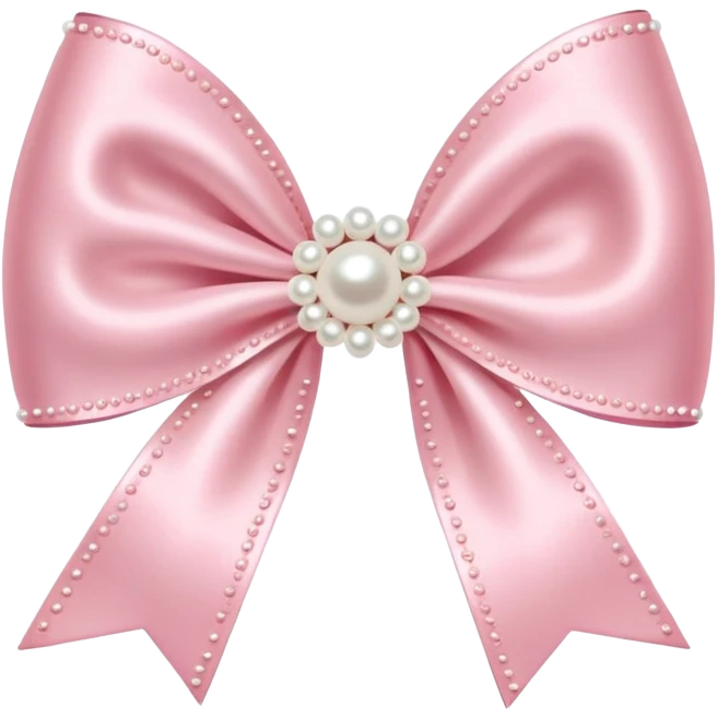 Pastel pink bow with pearls emoji