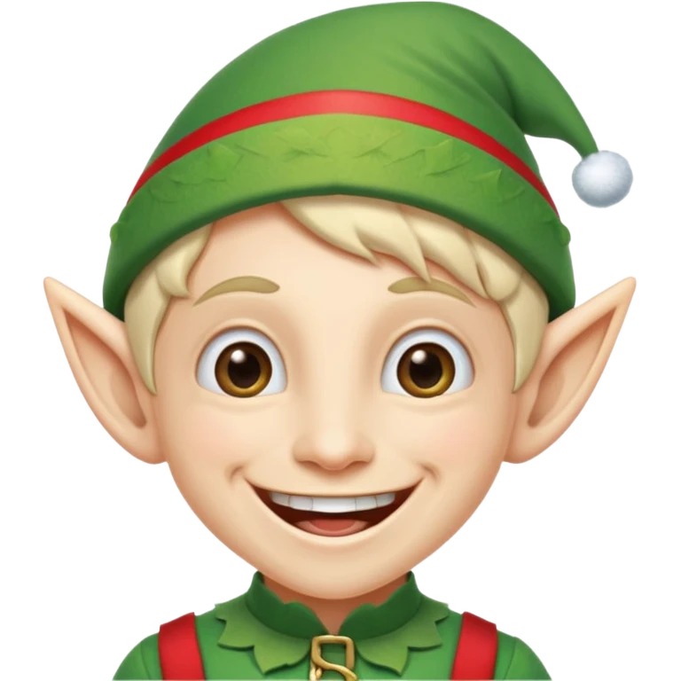 duende navideño con una sonrisa amplia y brackets en los dientes emoji