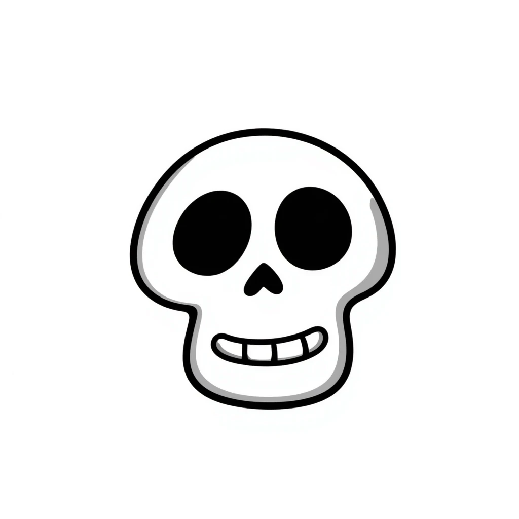 skull hand drawn doodle style emoji