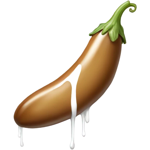 Long Tan colored eggplant with white paint dripping emoji