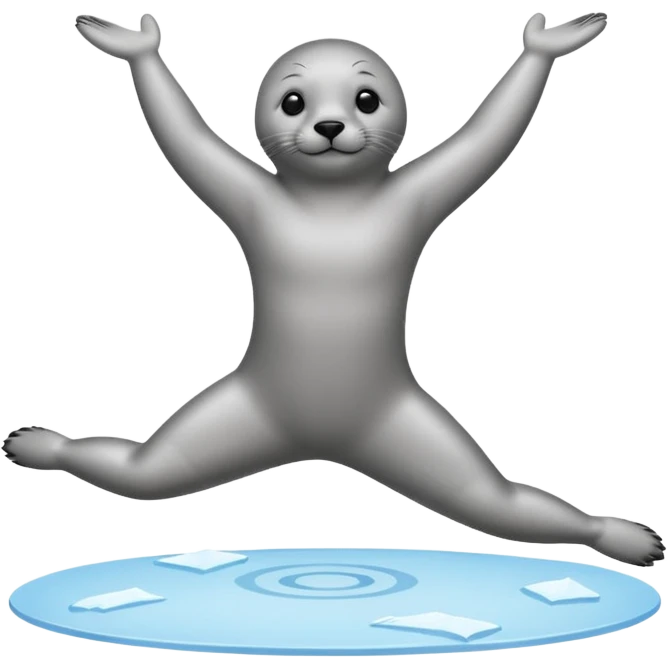 A seal performing gymnastics and juggling on ice emoji