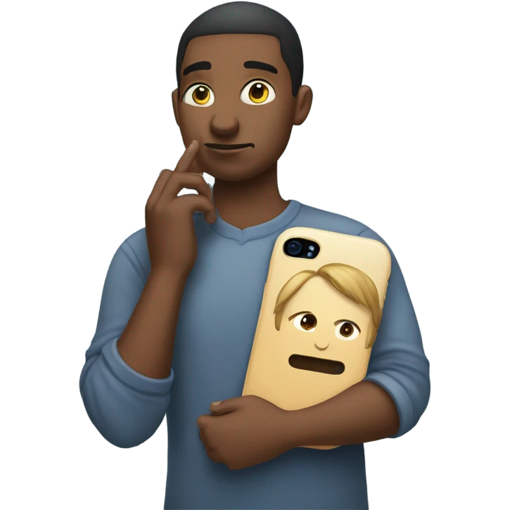 person thinking with iphone emoji