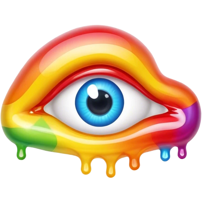 melted rainbow gummy eye emoji