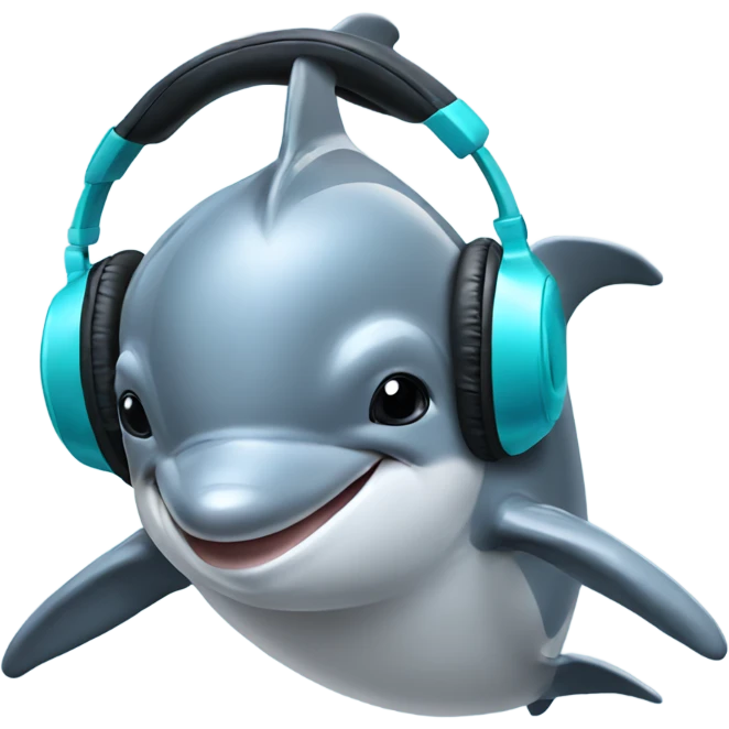 Dolphin wearing headphones  emoji