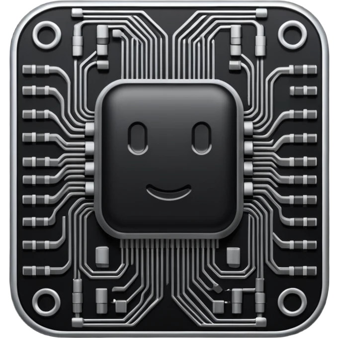 realistic black microcircuit emoji