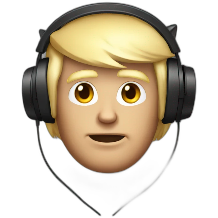 Donald Trump wearing cat ear headphones emoji