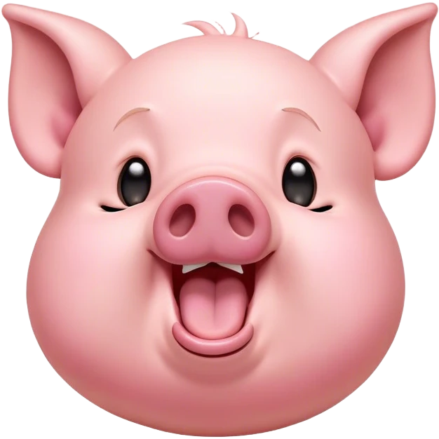 Cinematic Cute Yawning Pig Portrait Emoji, Head tilted slightly with a dramatic, wide-open yawn, showcasing a soft, smooth rosy-pink hide with droopy ears, round beady eyes barely open in drowsy contentment, Simplified yet irresistibly adorable features, highly detailed, glowing with a soft, cozy glow, high shine, relaxed yet expressive, stylized with a touch of whimsical charm, bright and endearing, soft glowing outline, capturing the essence of a sleepy yet affectionate pig, so drowsy it feels like it could stretch out of the screen and curl up for a nap! emoji