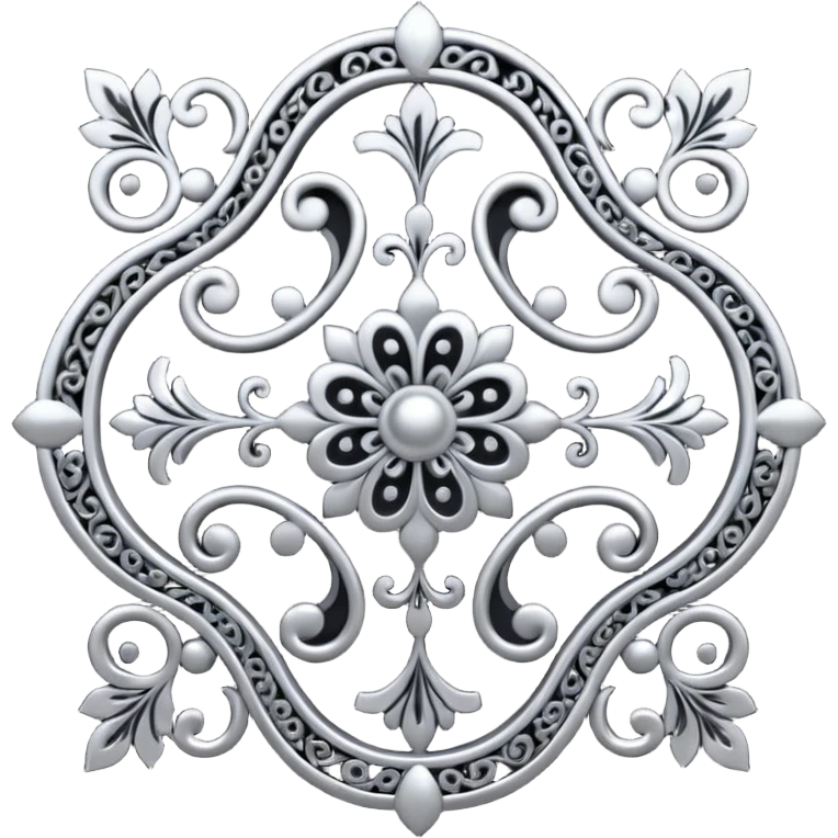 Black and silver filigree design, 3D, extremely detailed design emoji