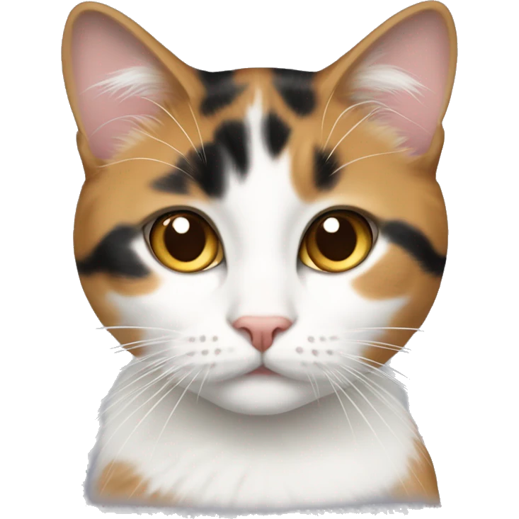 A calico tabby with some white fur under her chin emoji