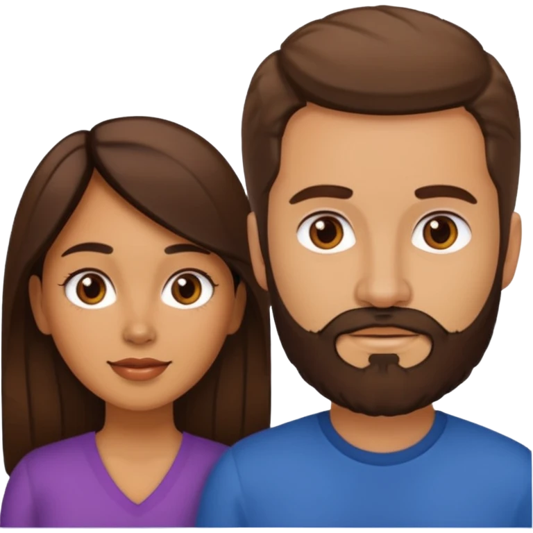 Naked Latina woman with white man with brown beard emoji