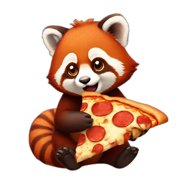 Red panda eating pizza emoji