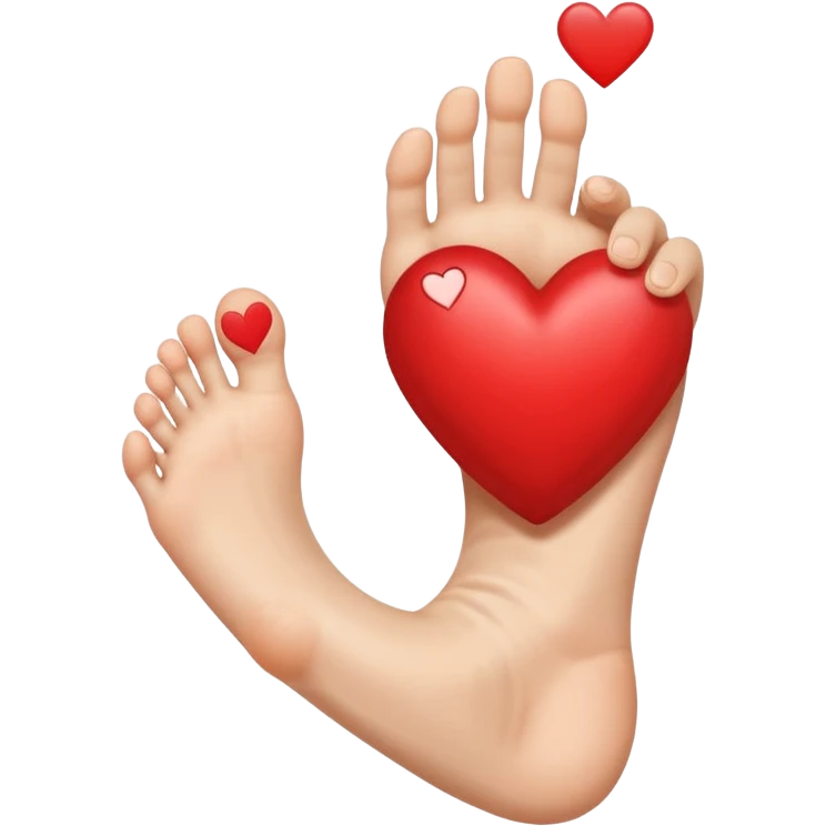 cute emoji of a person holding up a foot with a heart symbol emoji