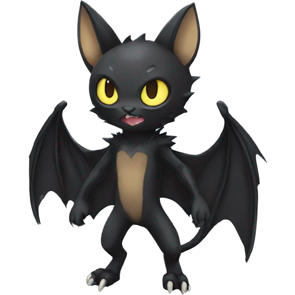 Black edgy bat-cat-Fakemon full-body emoji