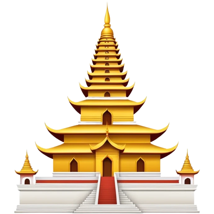 Dai minority pagoda in Xishuangbanna, simplified emoji style with bold outlines and bright colors, cartoon style golden Buddhist tower emoji