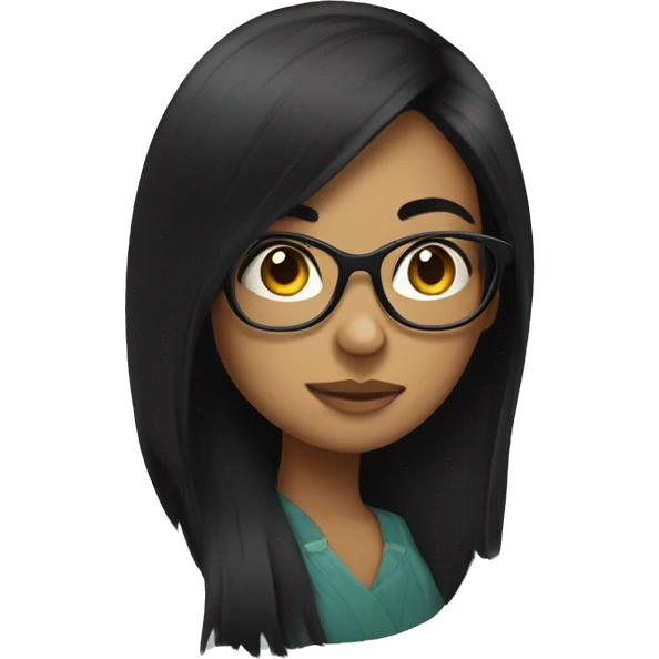 long black hair girl with glasses emoji