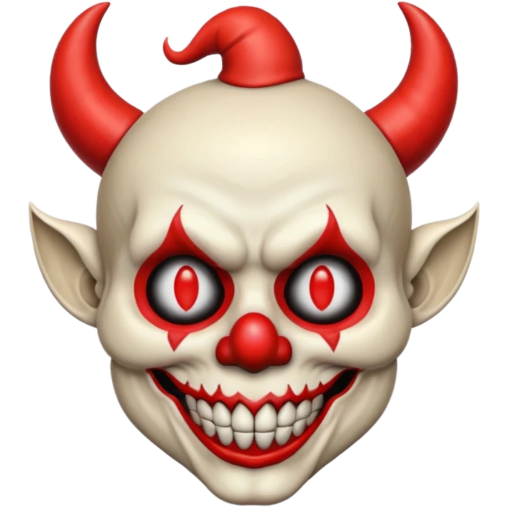 skull with devil horns and clown nose emoji style emoji