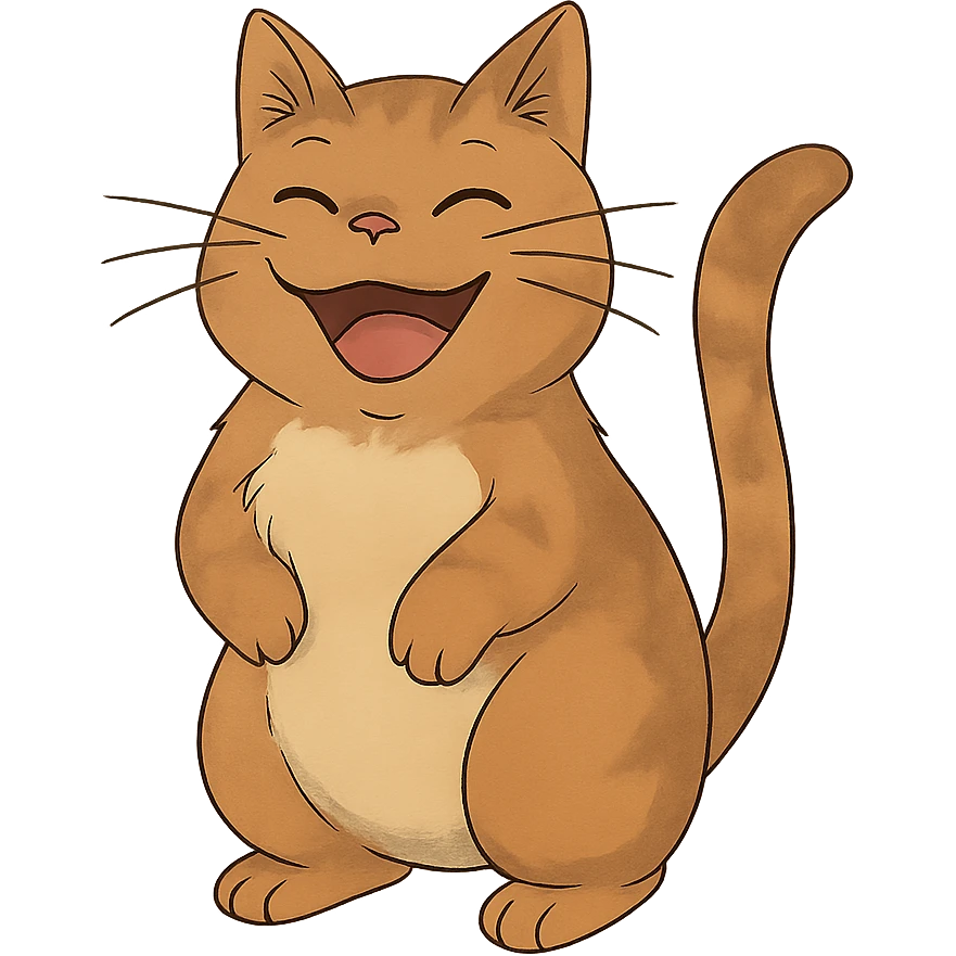ghibli style happy cat emoji