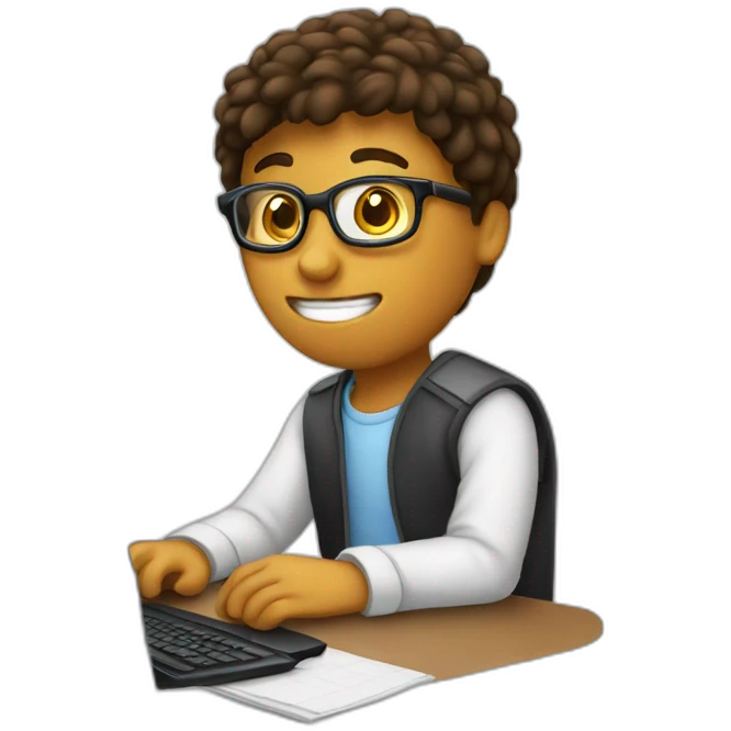 student at the computer emoji