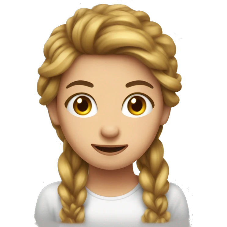 Ragazza con i capelli castani disperata sui libri  emoji