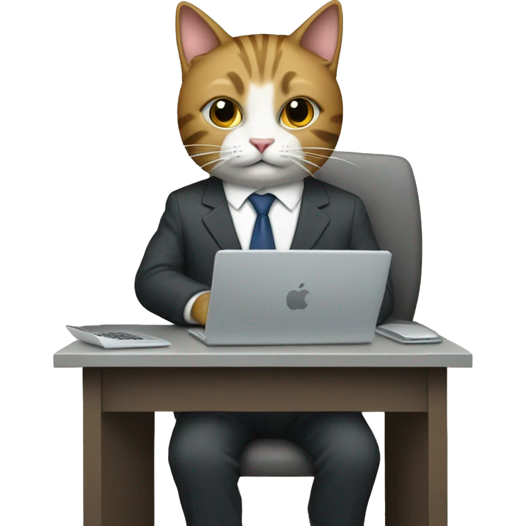 cat in a suit working on a computer emoji