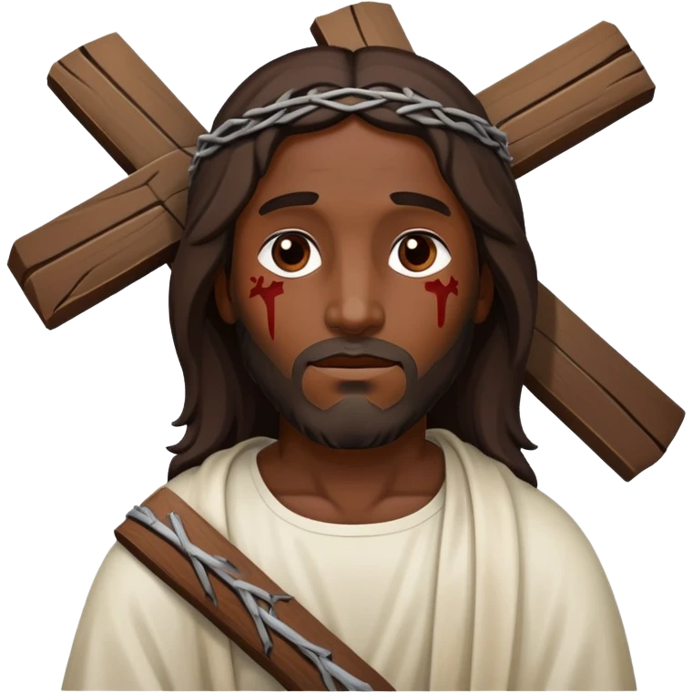 Dark skin christ Jesus injured carries cross emoji