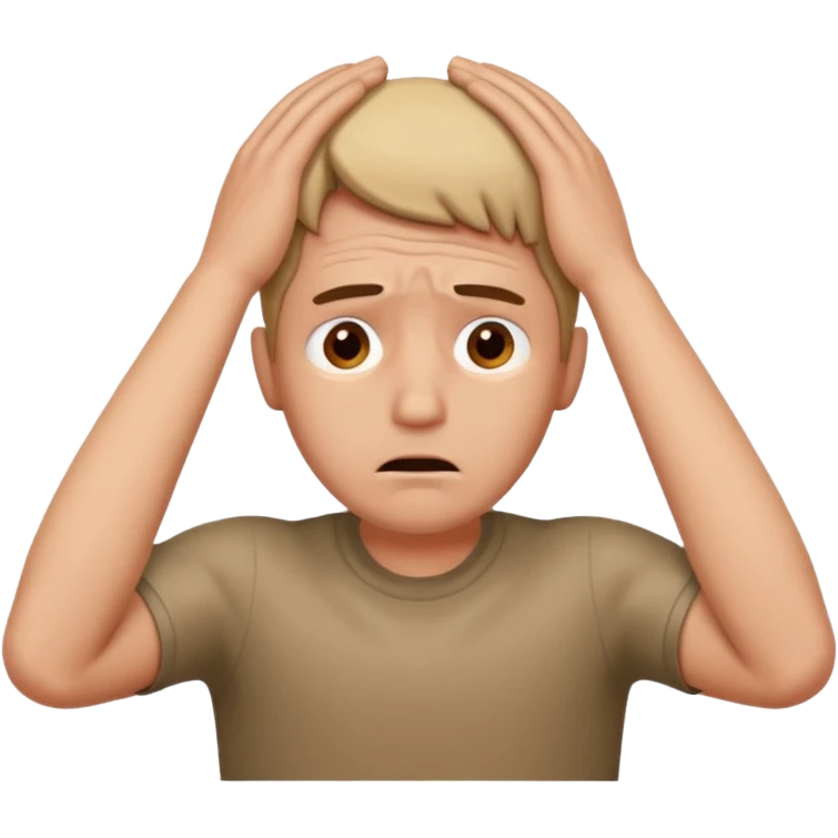 a worried man with the hands over the head emoji