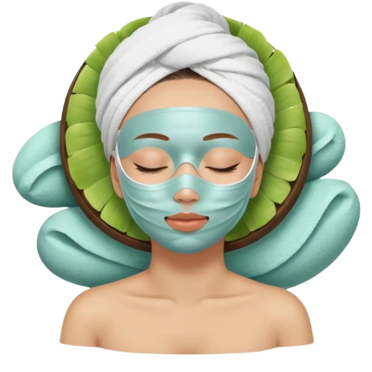 Lady with face mask spa beauty full face relaxing emoji