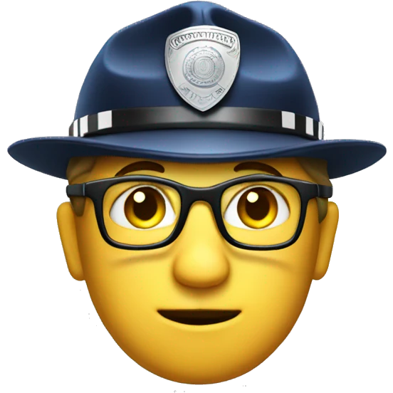 Standard Nerd emoji with a police hat emoji