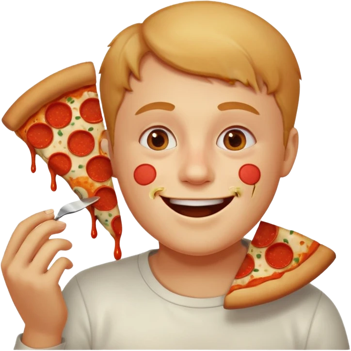 Happy face eating pizza  emoji