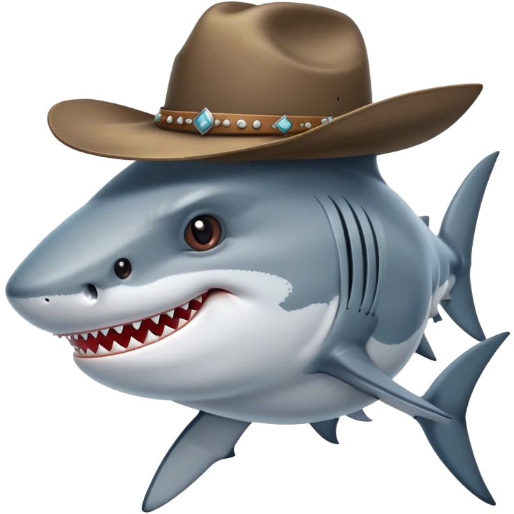 Shark with a cowboy hat  emoji