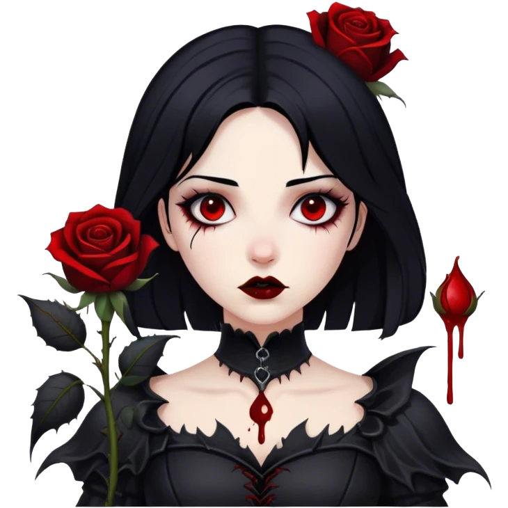 Bloody black rose anime gothic beautiful gorgeous cool edgy lady emoji