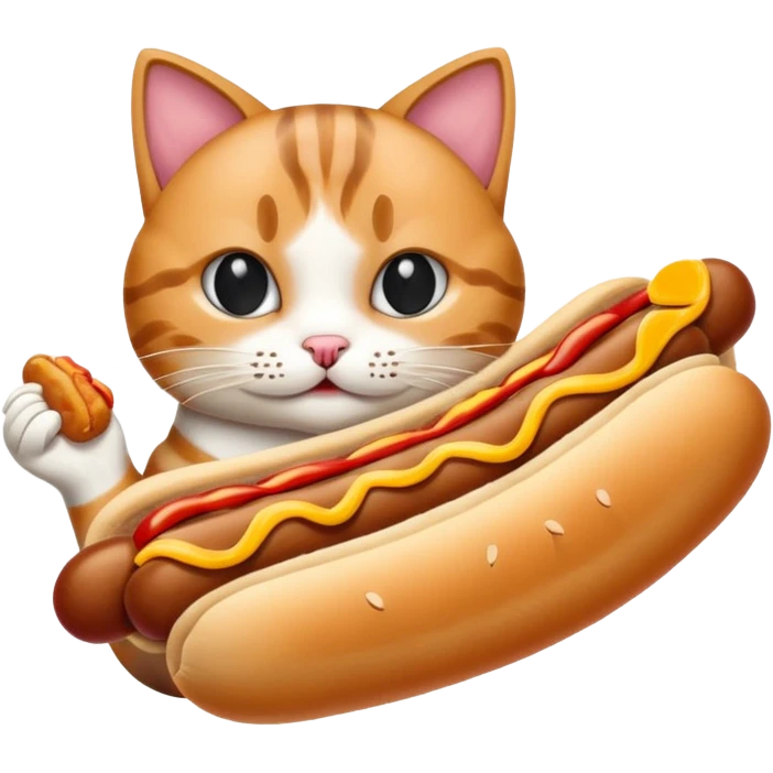 Cat eats hotdog emoji